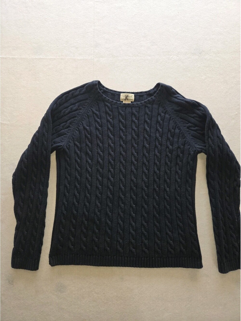 Vintage L.L. Bean Women Cable Knit Crewneck Sweater Heavyweight Size M CB6 0098